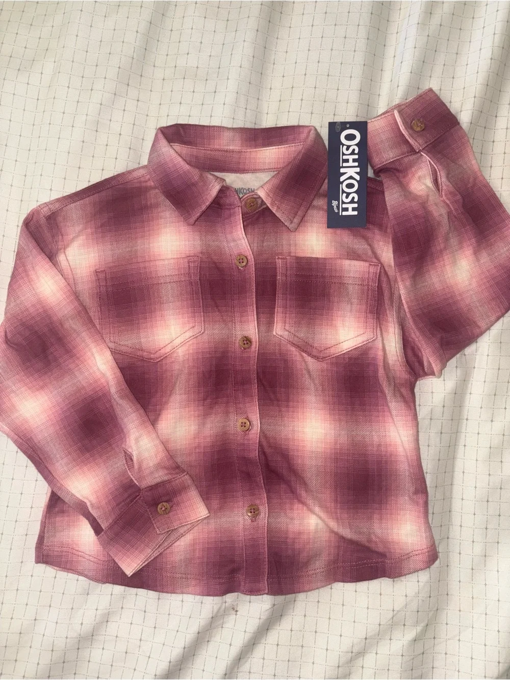OshKosh B'gosh Girls' Pink Plaid Long-Sleeve Button-Up Shirt